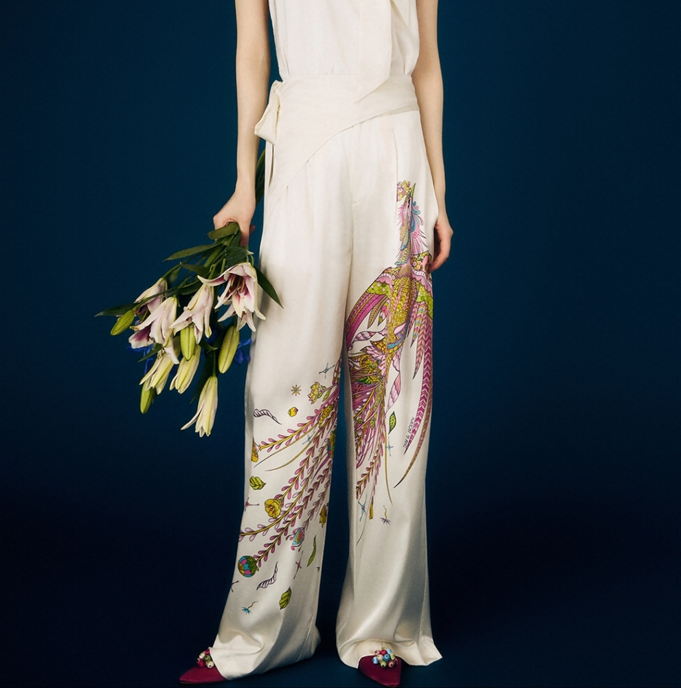 DU & BERRY Phoenix Belted Silk Trousers